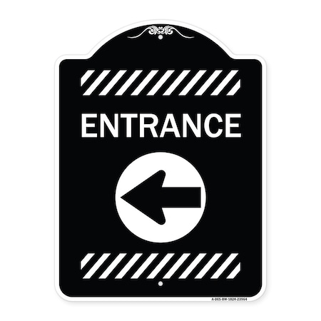 Signmission Entrance Left Arrow Heavy-Gauge Aluminum Architectural Sign, 24" H, BW-1824-23964 A-DES-BW-1824-23964